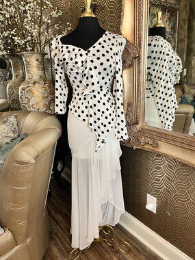 Franco white and black polka dot blouse